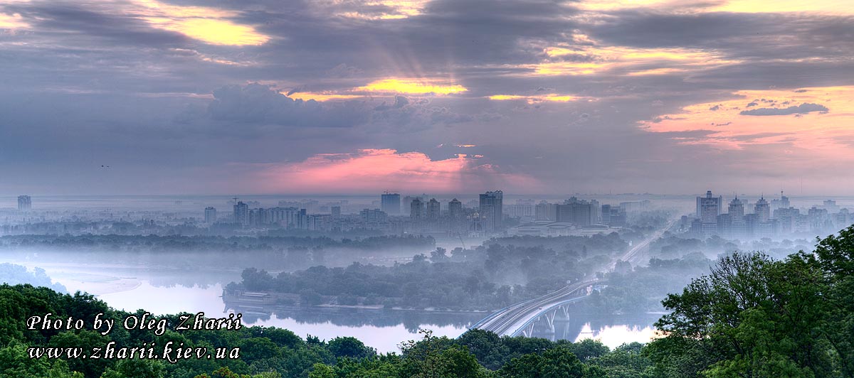 Киев, рассвет на Днепре